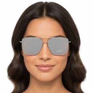 New Authentic Hugo Boss Grey Square Ladies Sunglasses BOSS 1333/S 02M0/IR 59 BOS